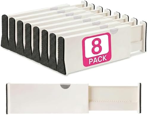 8 Drawer Organizer and Dividers, Organize Silverware and Utensils in Home Kitchen, Divider for Clothes in Bedroom Dresser, Designed to Not Snag Underwear and Bra Fabrics, Bathroom Storage Organizers by BerryAve