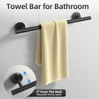 Matte Black Bathroom Hardware Accessories Towel Bar Set 5 Pieces - Image 5