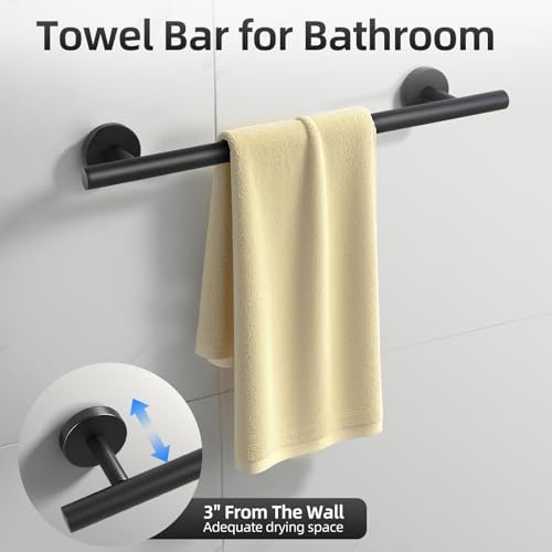 Matte Black Bathroom Hardware Accessories Towel Bar Set 5 Pieces - Image 5