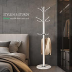 Kertnic Freestanding Coat Rack Stand, Heavy Duty Metal Hall Tree with 12 Hooks, 70 Inch Tall Stable Coat Hanger with 14.6" Natural Marble Base, Entryway Organizer for Coats Bags Hats Purses (White) - Image 3