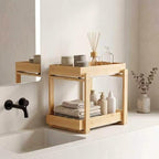 Bamboo Under Sink Organizer Adjustable Height 2 Tier Bathroom Organizer - Image 5