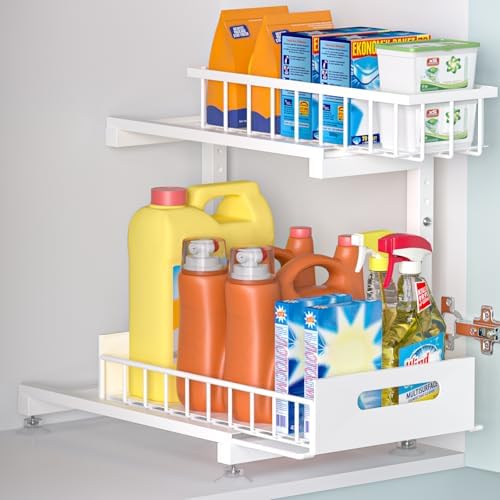 Saydear L-Shaped Under Sink Organizer, 2-Tier Pull-out Cabinet Rack 1-Pack by Saydear