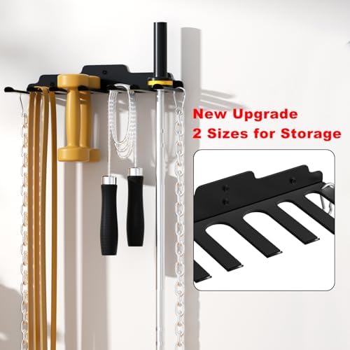 JNIHEEP Olympic Barbell Hanger,Garage Gym Bar Wall Rack,Vertical Barbell Mount Rack,Black Powder Coated,Space Saving Commercial or Home Gym Accessory,Holds Under 33mm Bar Size - Image 2