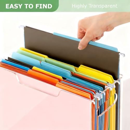 Acrylic Hanging File Organizer Box with Handles, Letter Size - Image 6