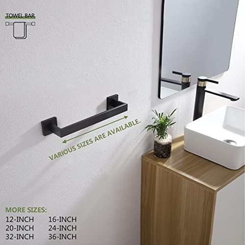 KOKOSIRI 12-Inch Single Towel Bar, Bathroom Kitchen Towel Holder, Wall Mounted SUS304 Stainless Steel Towel Rack 2 Pack, Matte Black, B4003BK-L12-P2 - Image 4