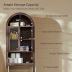 IFGET Arched Over The Toilet Storage Cabinet with Acrylic Doors,Dark Walnut - Image 4