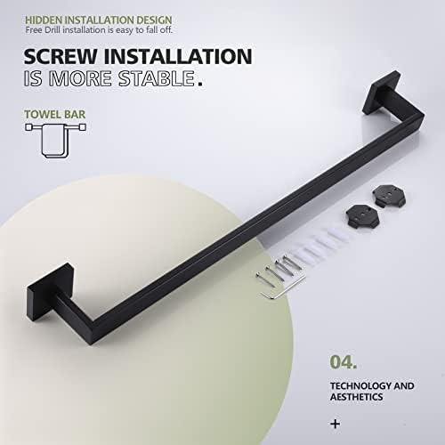KOKOSIRI 20-Inch Single Towel Bar, Bathroom Kitchen Towel Holder, Wall Mounted SUS304 Stainless Steel Towel Rack, Matte Black, B4003BK-L20 - Image 3