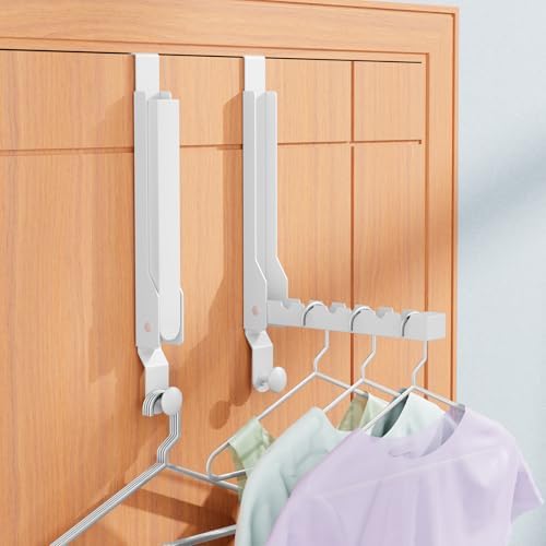 4 Pack Over The Door Hanger Folding Clothes Drying Rack, Folding Hanging Coat Rack for Indoor Laundry Room Compact Small Space Foldable Portable Clothing Hanger Hook Collapsible (Wihte-4(Upgraded)) - Image 2