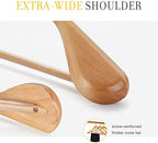 TOPIA HANGER Set of 6 Luxury Natural Wooden Coat Hangers, Premium Wood Suit Hangers, Glossy Finish with Extra-Wide Shoulder, Thicker Chrome Hooks & Anti-Slip Bar CT02N - Image 4