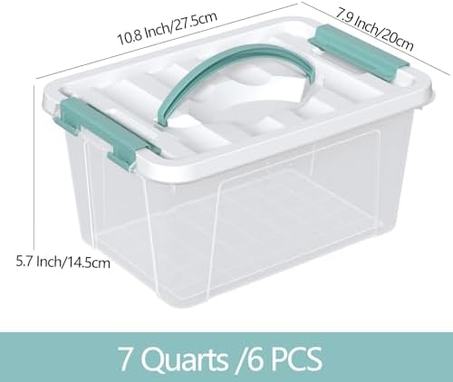 Zopnny 7-Quart Storage Bins with Lids, Stackable Plastic Totes, 6-Pack - Image 2