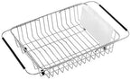 SANNO Dish Drying Rack, Expandable Dish Drainer Over Sink in Sink On Counter with Utensil Silverware Storage Holder, Rustproof Stainless Steel by SANNO