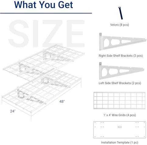 FLEXIMOUNTS 2-Pack 2x4ft 24-inch-by-48-inch Wall Shelf Garage Storage Rack Wall Mounted Floating Shelves, White, Classic Series - Image 3