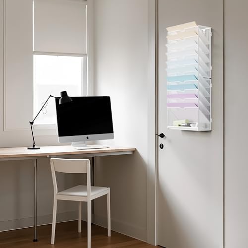 Marbrasse Wall File Holder 11-Tier Hanging Wall File Organizer, for Papers, Files Clipboard & Magazine Organizer, Wall Mount File Holder Great for Office Home (White) - Image 4