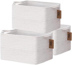 COMFY-HOMI 3PACK Cotton Rope Square Basket with Handles for Shelves| Storage|Baby Basket for GIF|Shoe Basket for Organizing|New13.5" x 11" x 9.5" for Living Room by COMFY-HOMI
