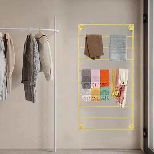 10 Tier Wall Mounted Rack,Scarf Display Stand,Belt Pants Hangers Scarves Hijab Stand, Towel Rack Ribbon Holder,Wrapping Paper Spool Storage for Retail Store - Image 3