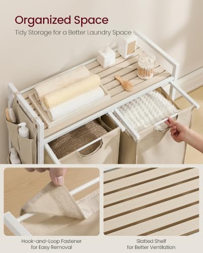 VASAGLE Laundry Hamper with Shelf, 2 Pull-Out Bags, 2 x 12.1 Gallons (46 L) - Image 4