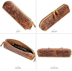 Gexmil Genuine Leather Pen Case, Hand-made Stationery Bag for Work Office - Image 4