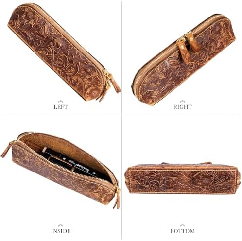 Gexmil Genuine Leather Pen Case, Hand-made Stationery Bag for Work Office - Image 4