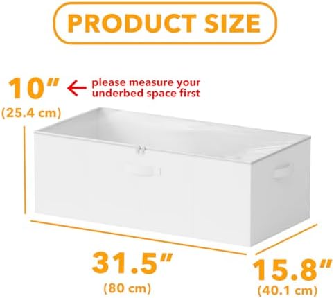 SpaceAid 3 Pack 10" High Under Bed Storage Containers, Large Underbed Storage Organizer Bins with Lids for Bedroom, Dorm, Clothes, Closet Organization, Bed Sheets and Blankets (White) - Image 3