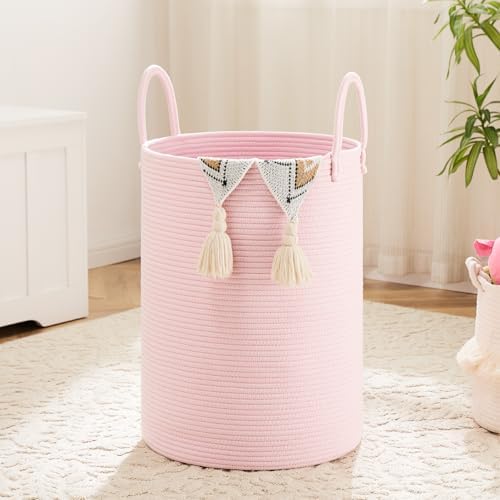Artfeel Laundry Basket,Woven Cotton Rope Laundry Hamper,100L for Decorative Storage of Dirty Clothes,Toys and Blankets in Bathroom,Baby Room and Living Room by Artfeel