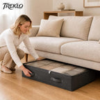 90L Under Bed Storage Bags, 600D with Clear Lids, 4 Pack, Black - Image 3