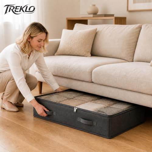 90L Under Bed Storage Bags, 600D with Clear Lids, 4 Pack, Black - Image 3
