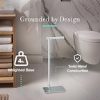 Gatco 1431C Modern Rectangle Base Freestanding Toilet Paper Holder, 21.25" Chrome with Weighted Base - Image 2