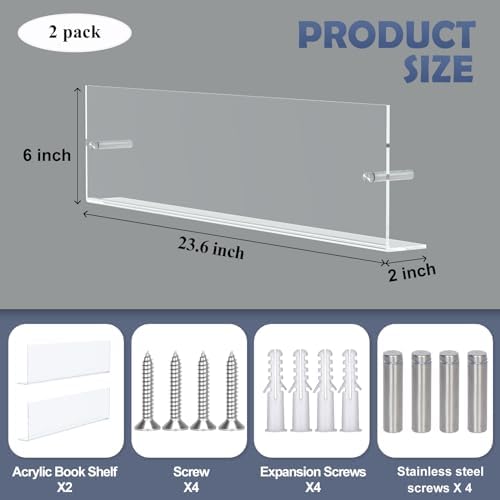 DuvinDD 2 Pack Acrylic Magazine Holder Rack Wall Mount 24 inch - Image 2