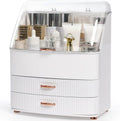 Makeup Organizer Countertop for Vanity with Lid and 2 Drawers, White by Brothersbox