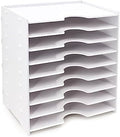 SONGWAY File Organizer for Desk - 9 Tier Wide Document Holder, Letter Mail Tray Storage Rack, File Sorter Organizer, Paper Storage Holder, Desktop Organizer for Home Office School, White by SONGWAY