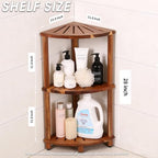 Corner Shelf Shower Caddy Stand 3 Tier for Bathroom, Space Saving Shower Organizer Corner Stand, Bathroom Shelves for Inside Shower - Home Decor & Bathroom Storage Acacia - Image 2