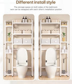 Homde Bamboo Over The Toilet Storage Organizer: Basket and Drawer (White) - Image 6
