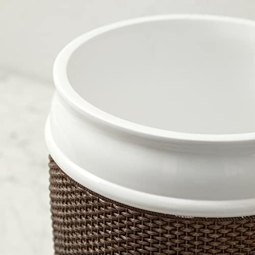 Bathroom Wastebasket - Resin Decorative Trash Can (Brown and White)… - Image 4