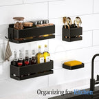 Bathroom Shower Caddy,No Drill Shower Shelves(5-piece Set-Black) - Image 4