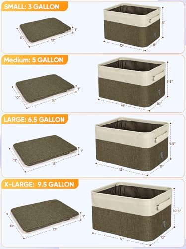 BALEINE 3 Pack Fabric Closet Storage Bins for Shelves, Linen Closet Organizers and Storage, Decorative Baskets for Organizing, Shelf, Clothes, Home, Office (Brown, 14''x10''x8.5'') - Image 2