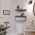 WOPITUES Floating Shelves for Bathroom Decor Art, Rustic Brown - Image 5