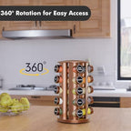 New England Stories Revolving Spice Rack Set with 20 Spice Jars, Kitchen Spice Tower Organizer for Countertop or Cabinet - Carousel Storage Includes 386 Spice Labels (Gold) - Image 3