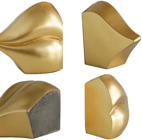 Unique Gold Lips Decorative Bookends for Home Office Shelves Decor - Image 6