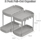 2 Packs Under Sink Pull-Out Storage Organizers, 14.8 Inches, Grey - Image 2