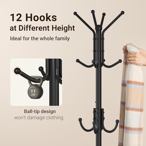 ELYKEN Coat Rack Freestanding, Metal Coat Rack with Umbrella Holder - Image 5