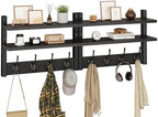 YMYNY Double Shelf Coat Rack Wall Mount with 8 Hooks, Black HWS009B-2 by High-qualityhomefurnishing