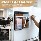 8 Pack Magnetic File Holder Fridge Organizer Black with 2 Pockets - Image 4