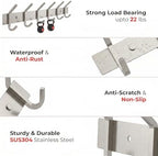 Coat Rack Wall Mount – Brushed Nickel 17 Inch Stainless Steel Hook Rail with 6 Heavy Duty Double Coat Hooks – Wall Mounted Coat Hanger for Entryway, Bathroom, Bedroom, Towel, Hat Organizer - 2 Pack - Image 3