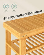 SONGMICS Shoe Rack Bench, 4 Tier Bamboo, 11.3 x 27.6 x 20.5 Inches - Image 6