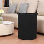 58L Woven Laundry Basket,Cotton Tall Laundry Hamper for Blankets,Clothes,Pillows,Toys,Shoes Large Laundry Bin Black - Image 7