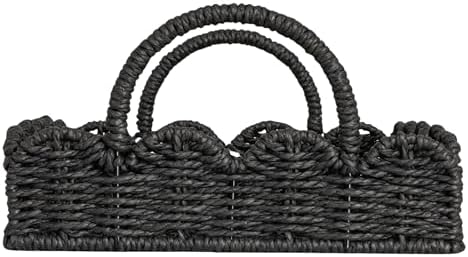 Household Essentials Handwoven Tray with Scalloped Edge and Handles, Natural - Image 4