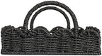 Household Essentials Handwoven Tray with Scalloped Edge and Handles, Natural - Image 4