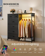 SONGMICS Dresser with Hanging Rod, Closet Organizer with 6 Fabric Drawers - Image 3