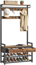 VASAGLE Hall Tree with Bench and Shoe Storage, 2 Fabric Drawers, 10 Hooks by VASAGLEbySONGMICSHOME