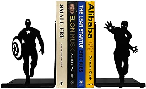 Superhero Bookends | Decorative Bookends for Shelves | Non-Skid Book Holders for Shelves, Table | Unique Home/Office Decor | Heavy Bookends| Metal Book Ends| 7x5.5x4 Inches Each by HeavenlyKraft